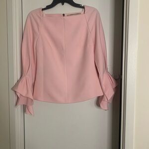 Roland Mouret Pink Ruffle Sleeve Blouse Size US 2 Vintage Top
